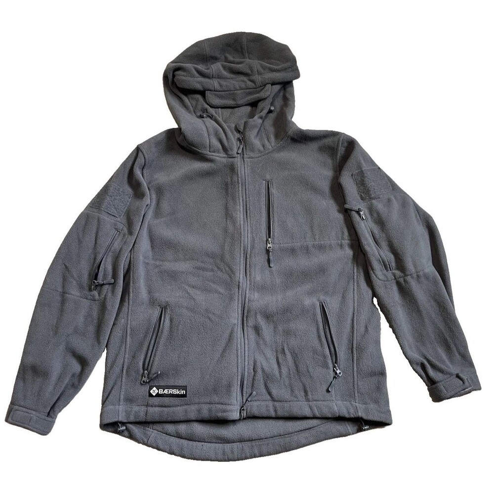 BAERSkin Mens XL Gray Heavy Duty Fleece Hoodie Full Zip Outdoor Jacket Pockets